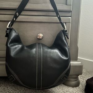 Black leather coach bag